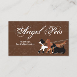 Brown-Haustier-sitzende Hundegehende Visitenkarte