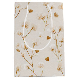 Brown Hearts Blush Floral Bridal Shower Mittlere Geschenktüte