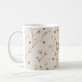 Brown Hearts Blush Floral Kaffeetasse