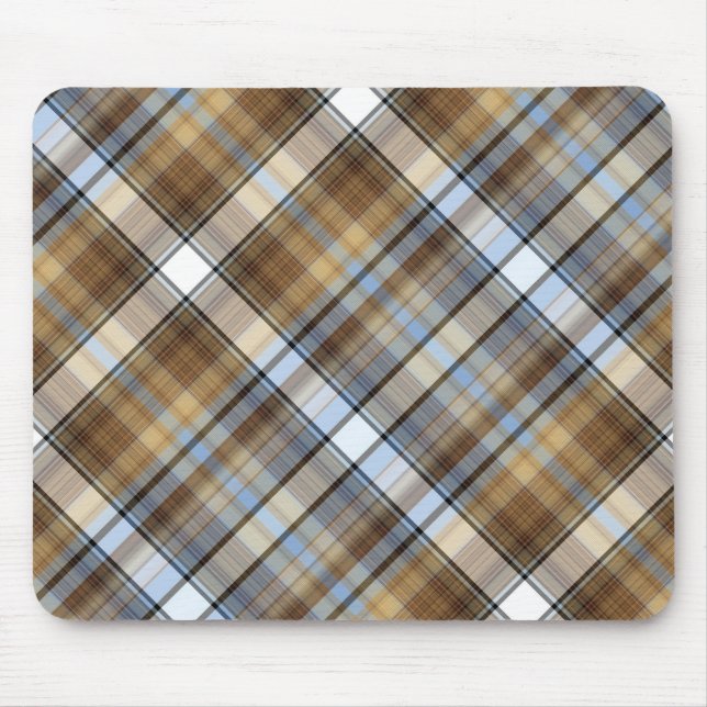 Brown-, hellblauer und weißertartanentwurf mousepad (Vorne)
