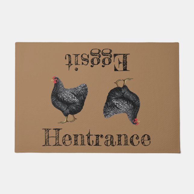 Brown Hen Door Mat Bauernhof Hentry Eggit Fußmatte (Vorderseite)