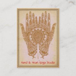 Brown Henna Hands Yoga Studio Business Card Visitenkarte
