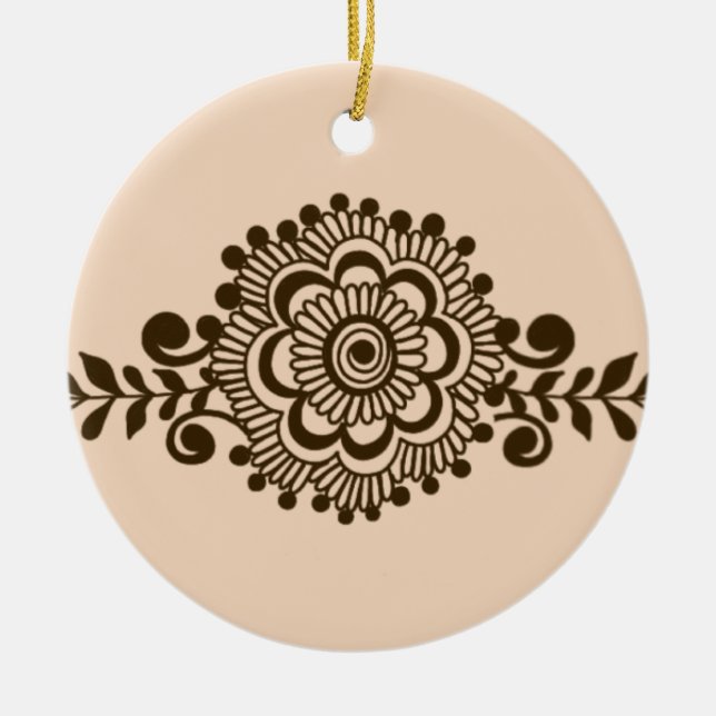 Brown Henna Tattoo - Brown Mehendi Motifs Keramik Ornament (Vorne)