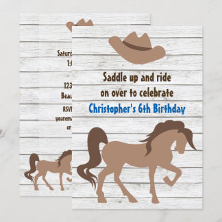 Brown Horse and Cowboy Hat Western Geburtstag Einladung