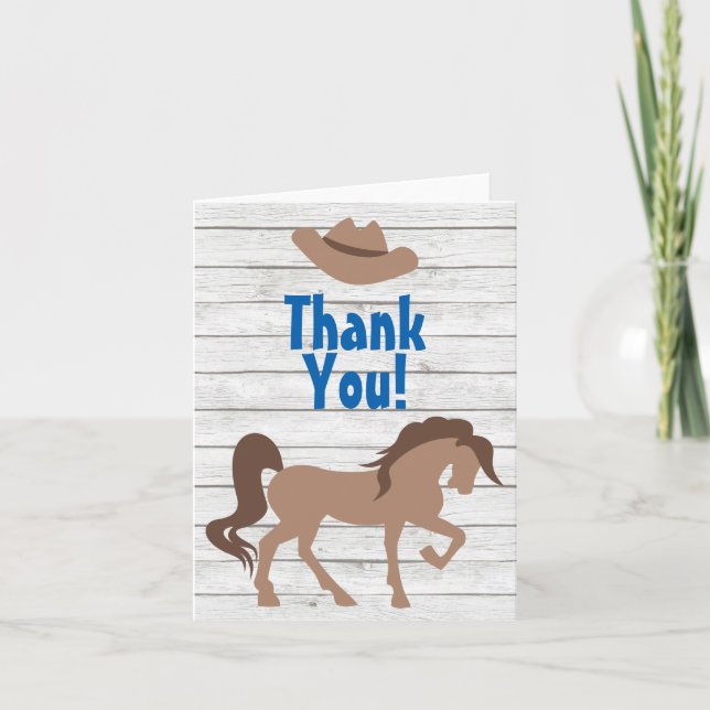 Brown Horse and Cowboy Hat Western Vielen Dank Dankeskarte (Vorderseite)