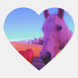 Brown Horse and Red Heart Herz-Aufkleber