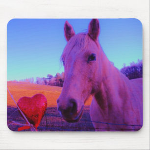 Brown Horse and Red Heart Mousepad