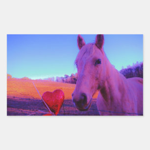 Brown Horse and Red Heart Rechteckiger Aufkleber