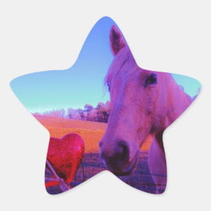 Brown Horse and Red Heart Stern-Aufkleber