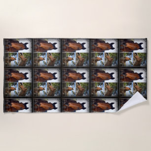 Brown Horse Foto Collage, Strandtuch
