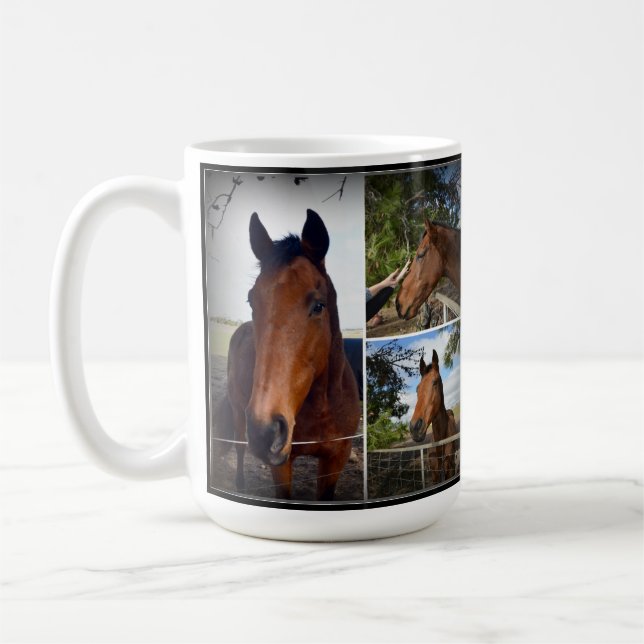 Brown Horse Foto Collage, Tasse des Kaffees (Links)