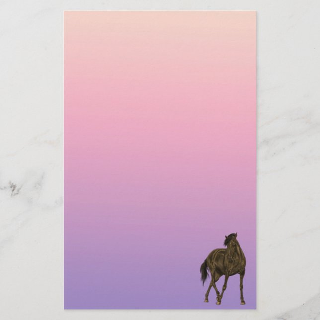 Brown Horse in Wind Stationery Paper Briefpapier (Vorderseite)