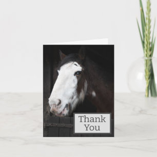 Brown Horse on Farm Happy Falten Danke Karte