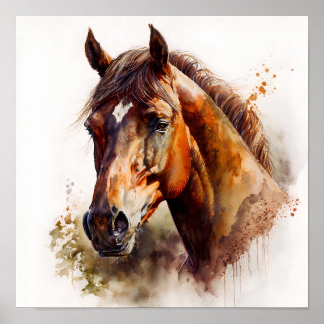 Brown Horse Portrait Poster (Vorne)
