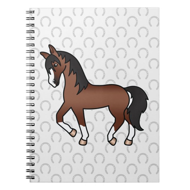 Brown Horse Trotting and Horseshows Pattern Notizblock (Vorderseite)