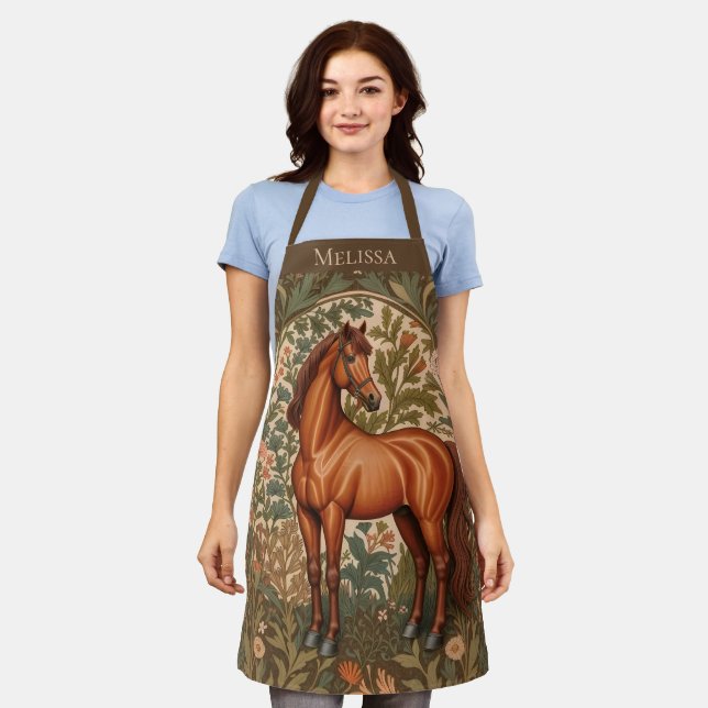Brown Horse William Morris Inspired Personalized  Schürze (Getragen)