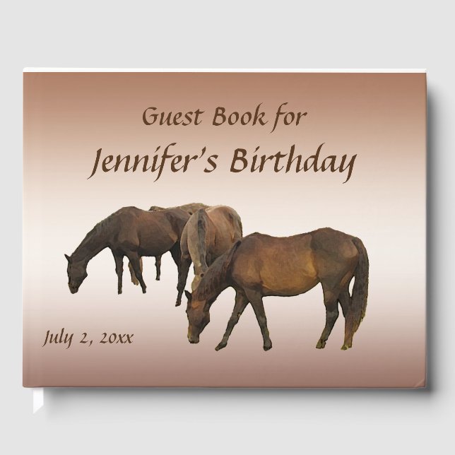 Brown Horses Animal Birthday Party Gästebuch (Vorderseite)