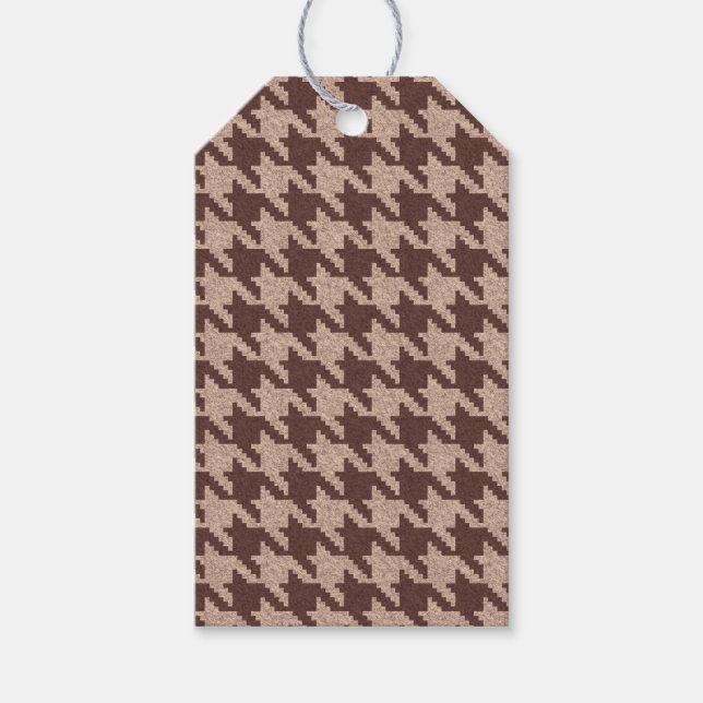 Brown Houndstooth Preppy Classic Pattern Geschenkanhänger (Vorderseite)
