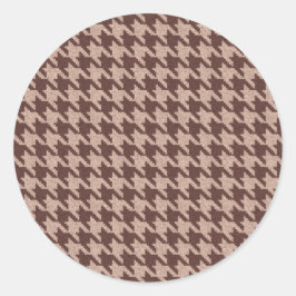 Brown Houndstooth Preppy Classic Pattern Runder Aufkleber