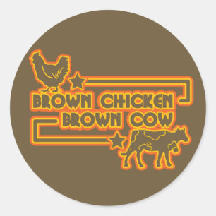 Brown-Huhn-Brown-Kuh Runder Aufkleber