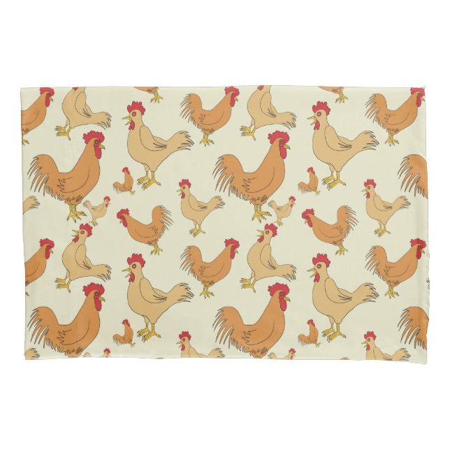 Brown-Huhn-Entwurfs-Muster Kissenbezug (Vorderseite)