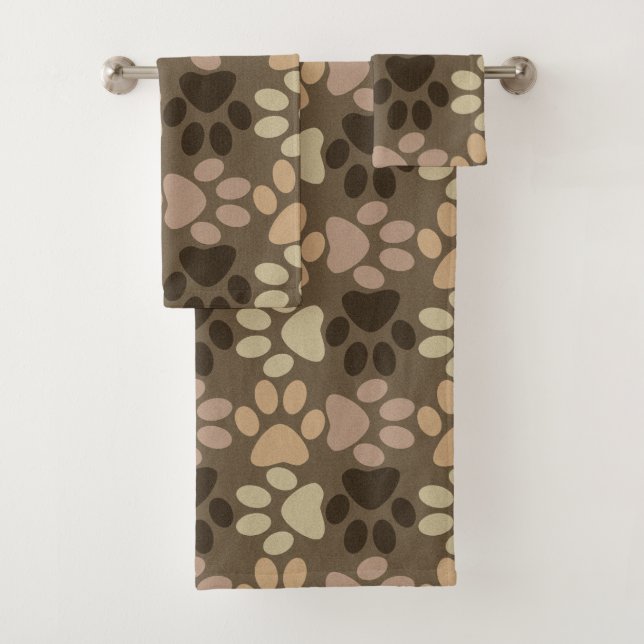 Brown-Hundetatzen-Druck-Entwurf Badhandtuch Set (Insitu)