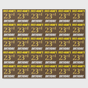 Brown, Imitat/nachgemachtes Gold, "23. GEBURTSTAG Geschenkpapier