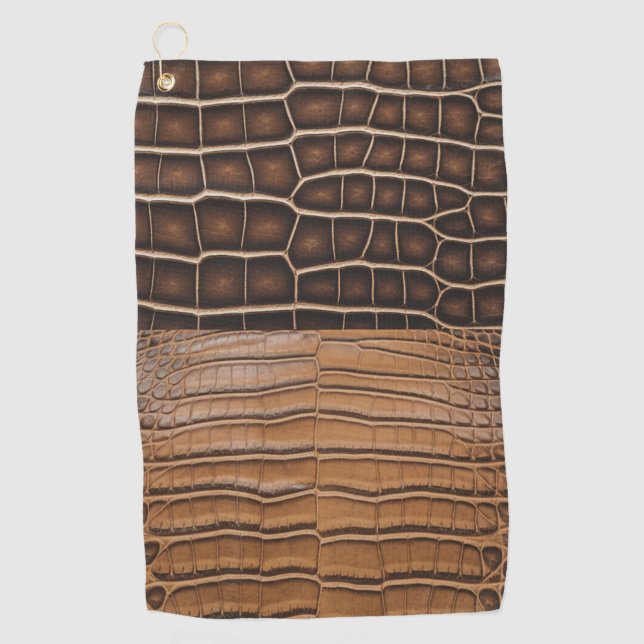 Brown Imitats Alligator Leather Golfhandtuch (Vorderseite)
