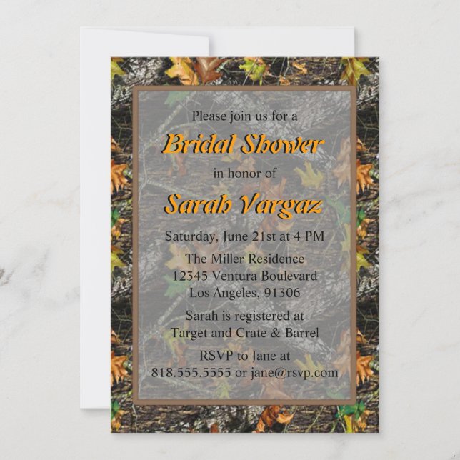 Brown - Invitations de douches nuptiales Camo (Devant)