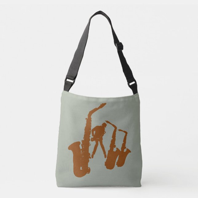 Brown-Jazz-Saxophon-Saxophonistjazzman-Tasche Tragetaschen Mit Langen Trägern (Vorderseite)