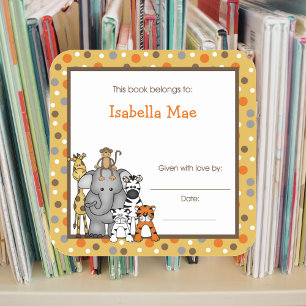 Brown Jungle Animaux Réserver Plaque étiquette