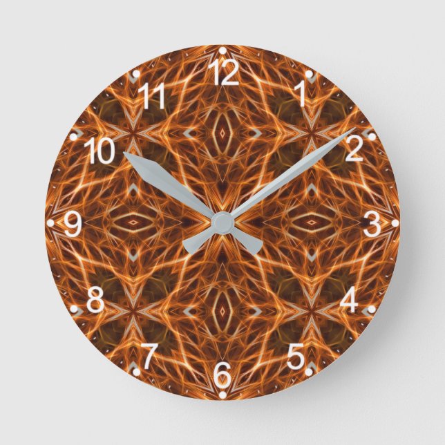 Brown Kaleidoscope Mandala Pattern Runde Wanduhr (Vorderseite)