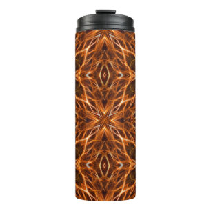 Brown Kaleidoscope Mandala Pattern Thermosbecher