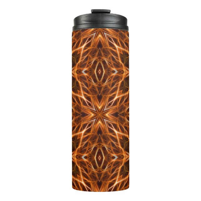 Brown Kaleidoscope Mandala Pattern Thermosbecher (Vorderseite)