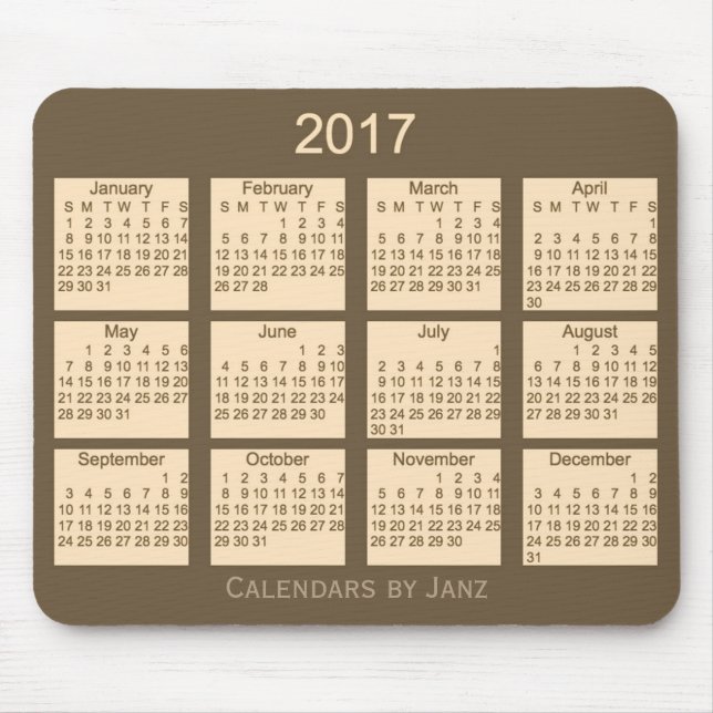Brown-Kalender 2017 durch Janz Mausunterlage Mousepad (Vorne)