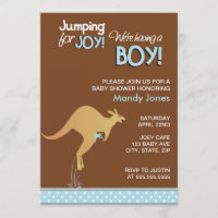 Brown-Känguru, der für Freude-Jungen-Babyparty