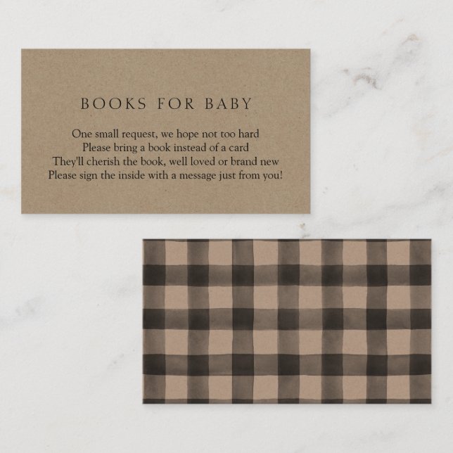 Brown Kariert Books for Baby Enclosure Card Begleitkarte (Vorne/Hinten)