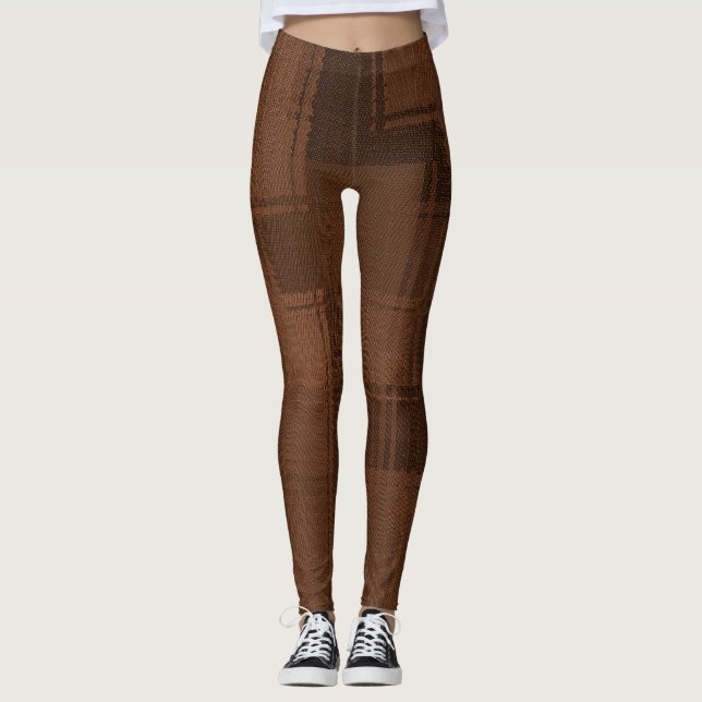 Brown Kariert Leggings (Vorderseite)
