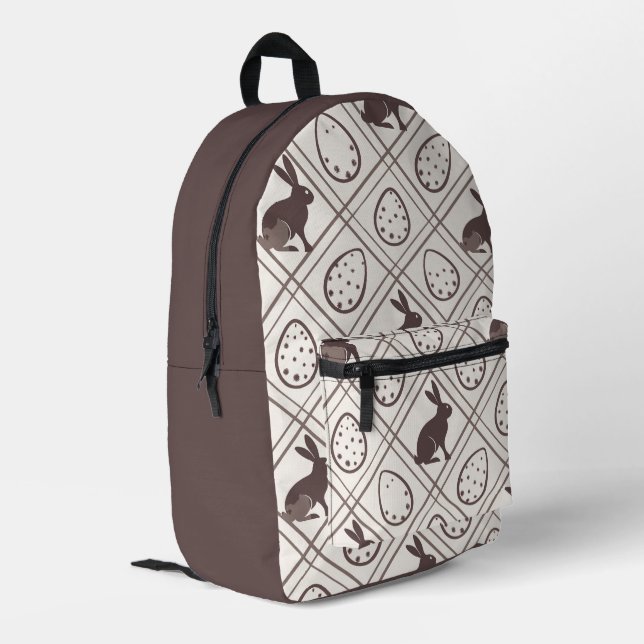 Brown Kariert Oaster Bedruckter Rucksack (Rückseitige Ecke links)
