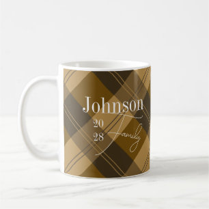 Brown Kariert Personalisiert Familienname Kaffee T Kaffeetasse