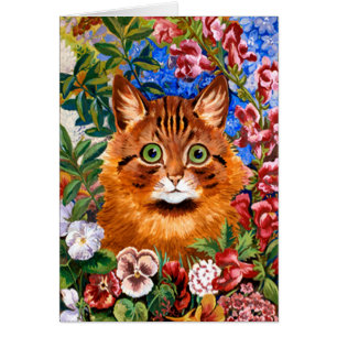 Brown-Katze unter der Blumen-Karte
