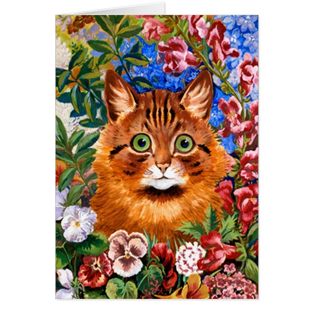 Brown-Katze unter der Blumen-Karte (Vorne)