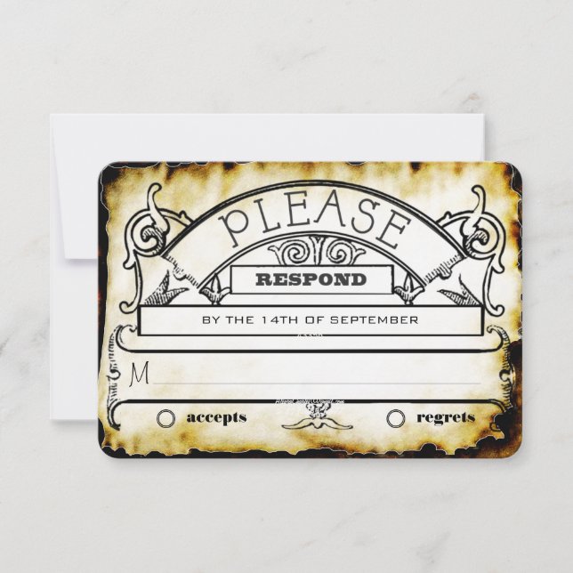 Brown Kraft Paper Medieval Typografy Wedding RSVP (Vorderseite)