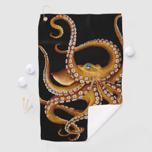 Brown-Kraken-blaues Augen-schwarze Kunst Golfhandtuch