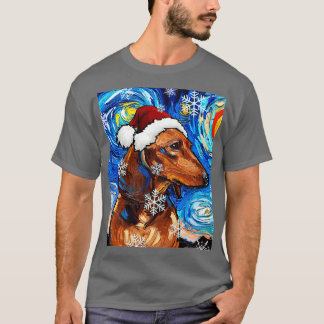 Brown Kurz Hair Dackel Santa T-Shirt