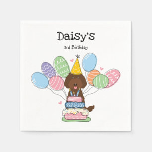 Brown Labradoodle Hund Geburtstagsparty Paper Napk Serviette