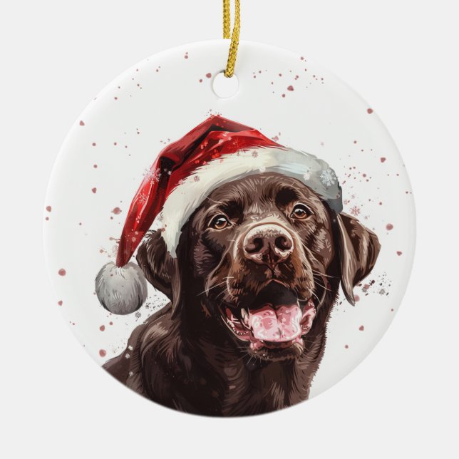 Brown Labrador Dog Christmas Personalized Keramik Ornament (Vorne)
