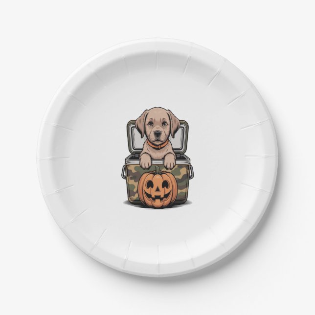 Brown Labrador Hund Halloween Spooky Pappteller (Vorderseite)