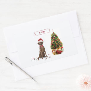 Brown Labrador Retriever Funny Christmas Dog Tree Rechteckiger Aufkleber