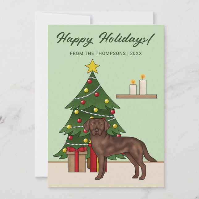 Brown Labrador Retriever Grün Weihnachten (Vorderseite)